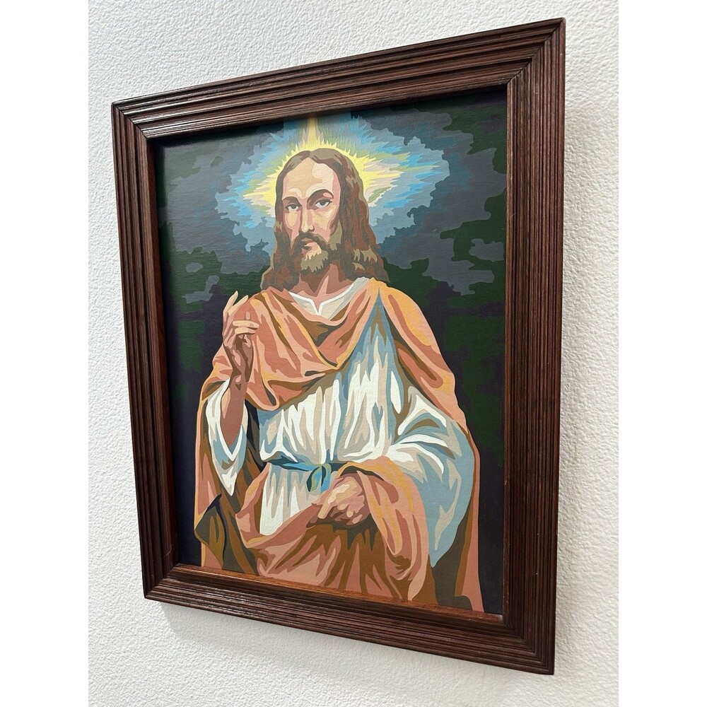 Jesus Paint By Number Portrait Framed Solid Wood Religious